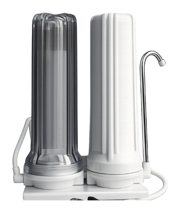 Twin-cartridge undercounter filtration unit